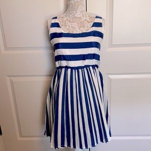 Blue and white striped dress